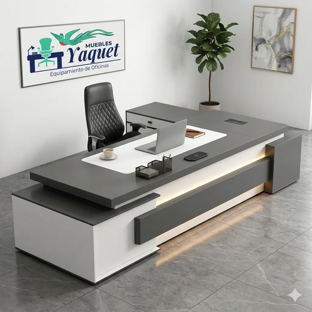 Escritorio Gerencial YE-011 gris grafito+blanco.webp