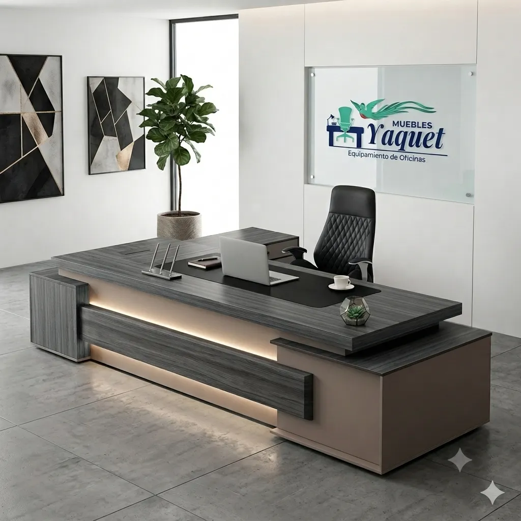 Escritorio Gerencial YE-011 roble gris+taupe.webp