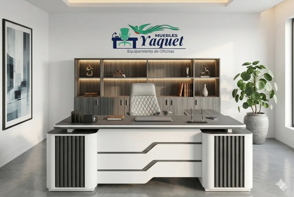 Oficina Gerencial YOF-016 roble gris+blanco.webp
