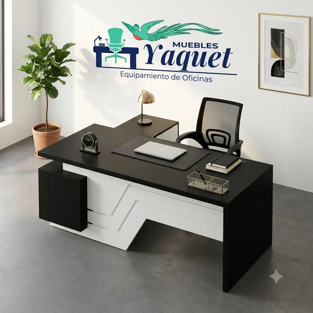 Escritorio Ejecutivo YJ-001 negro+blanco.webp