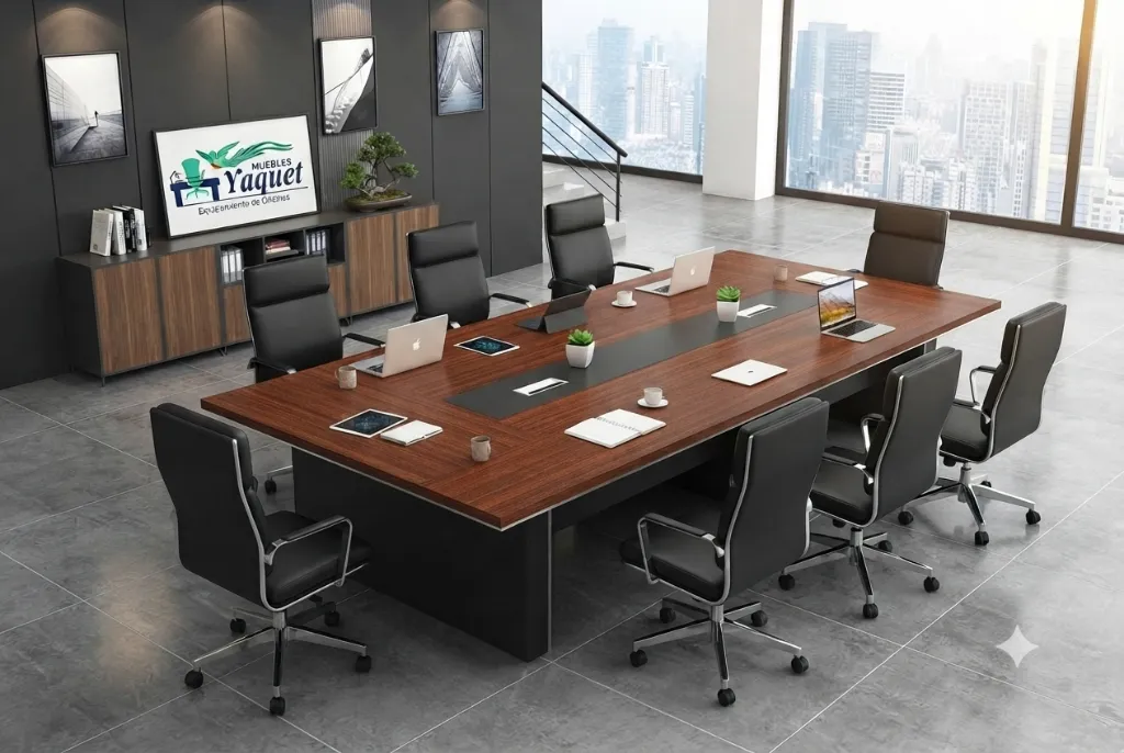 Mesa de Reuniones YM-003 sapelli 8 personas.webp