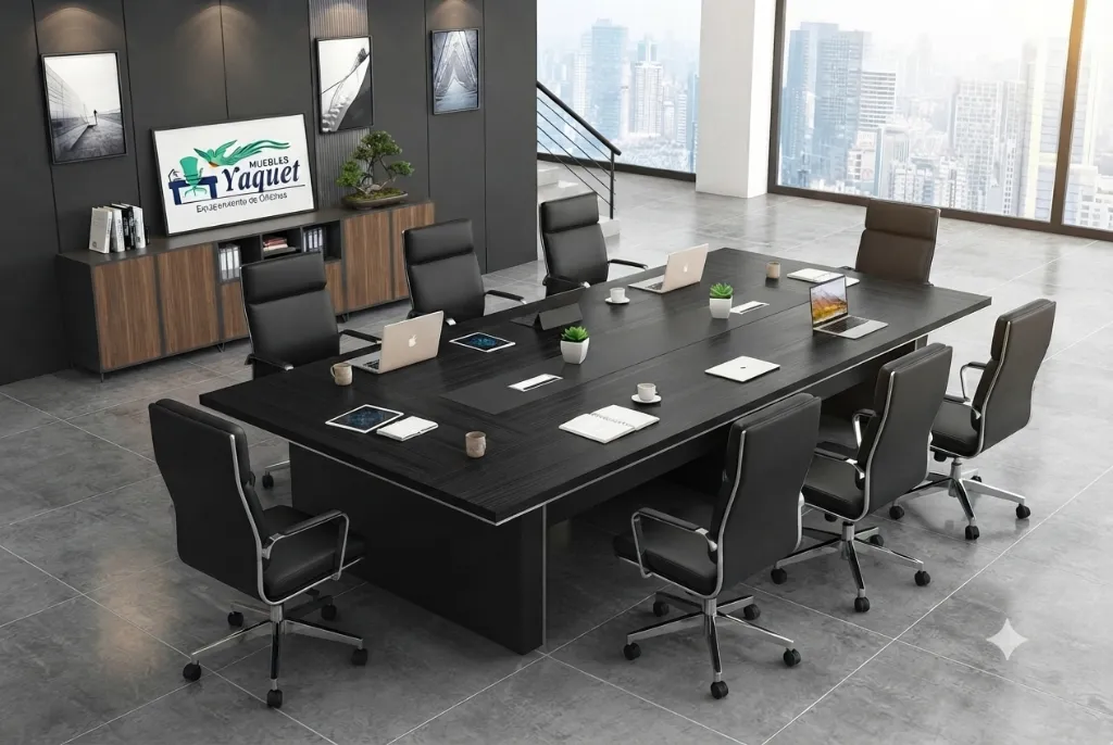 Mesa de Reuniones YM-003 wengue 8 personas.webp