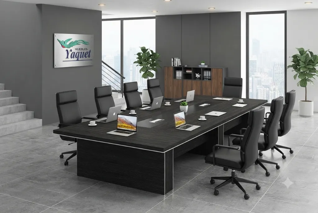 Mesa de reuniones YM-003 wengue 10 personas.webp