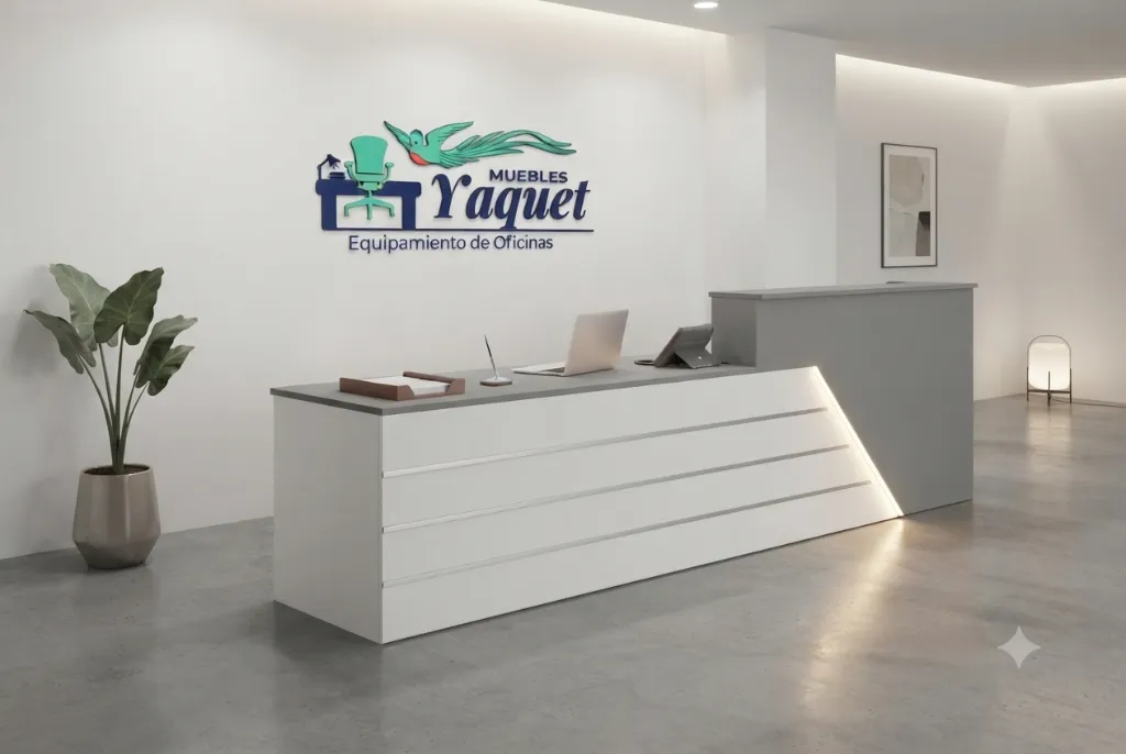 Counter de Recepción YC-007 (Gris suave + Blanco)